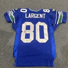 STEVE LARGENT AUTOGRAPHED SEATTLE SEAHAWKS WILSON SIZE 42 BLUE JERSEY Tristar