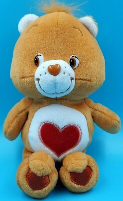 2002 CARE BEARS TENDERHEART BEAR 9'' BEAN BAG BEANIE PLUSHIE TOY