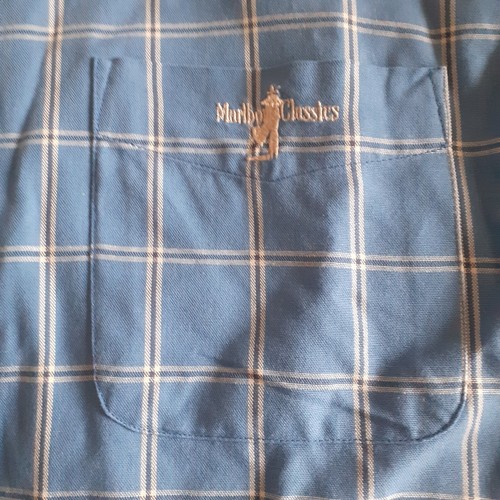 MARLBORO CLASSICS Herren blau kariertes Button Down Langarm Hemd Größe Large - Bild 6 von 9
