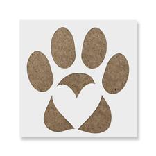 Paw Print With Heart Stencil - Reusable Mylar Stencils for Painting