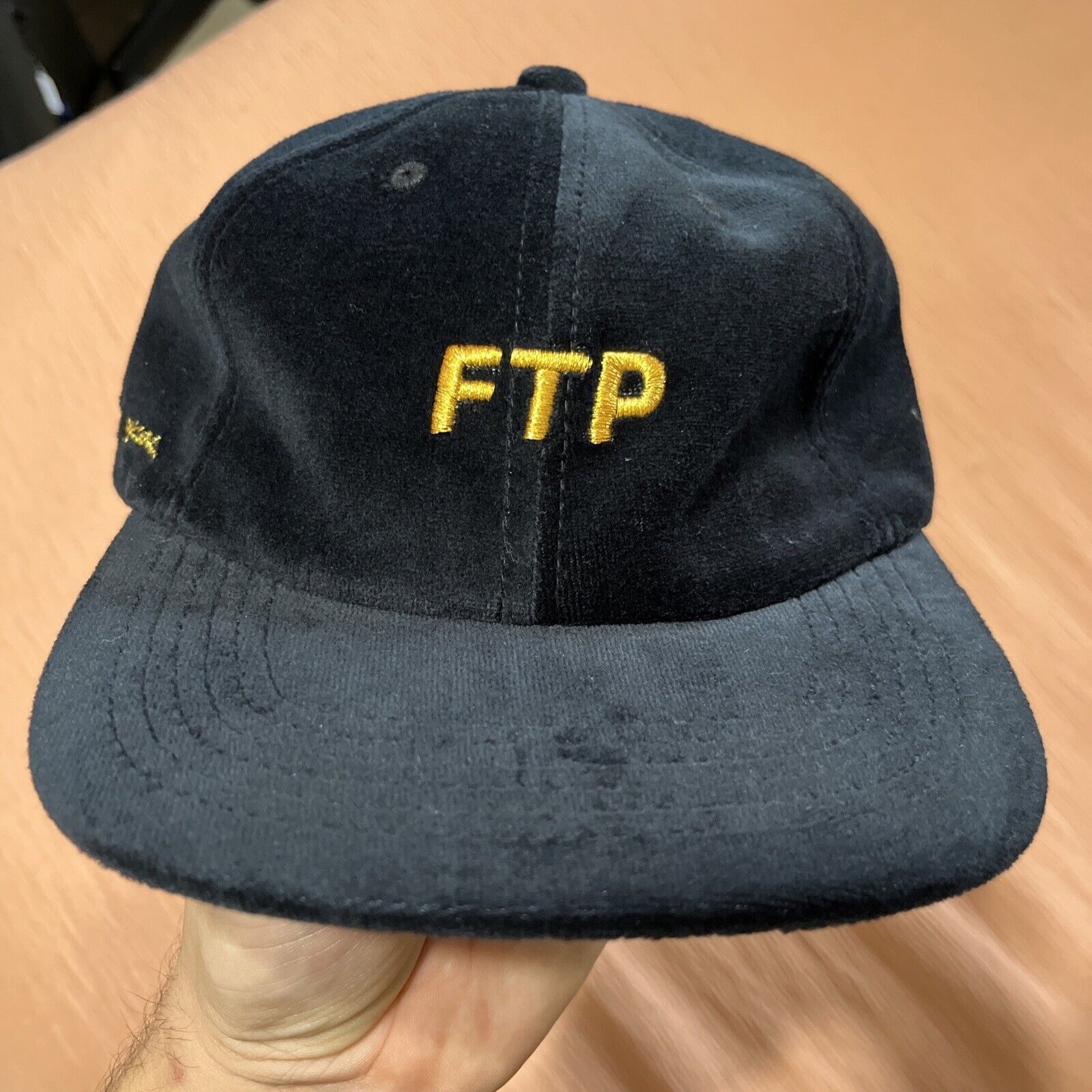 FTP Logo 5 Panel Hat 10 Year Anniversary (Velvet) Black/ Gold New (See Shipping)