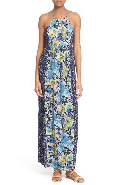 navy blue silk maxi dress