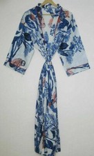 Indian Handmade Kaftan Cotton Caftan Blue Owl Print Kaftan Beach Night Dress