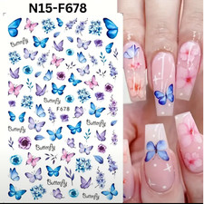 3D Butterfly  Floral Nail Art Stickers, Spring/Summer Decals for Manicure, Gel,