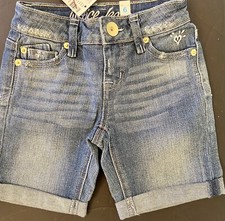 NWT Girls 6 JUSTICE JEANS Cotton Denim/Spandex 5-pocket Cuffed BERMUDA SHORTS