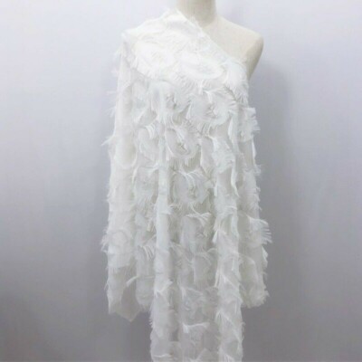 Jacquard-Chiffon-Stoff Pfauenfeder-Muster Quastenfransen Kleid Material SHP