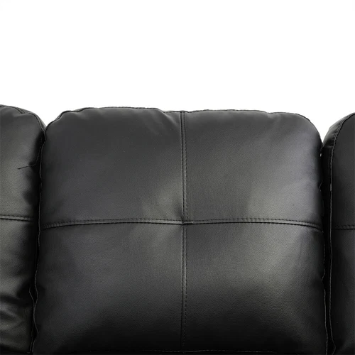 Black Faux Leather 3-Piece Couch Living Room Sofa Set Modern L-Shaped Sofa - Picture 15 of 21