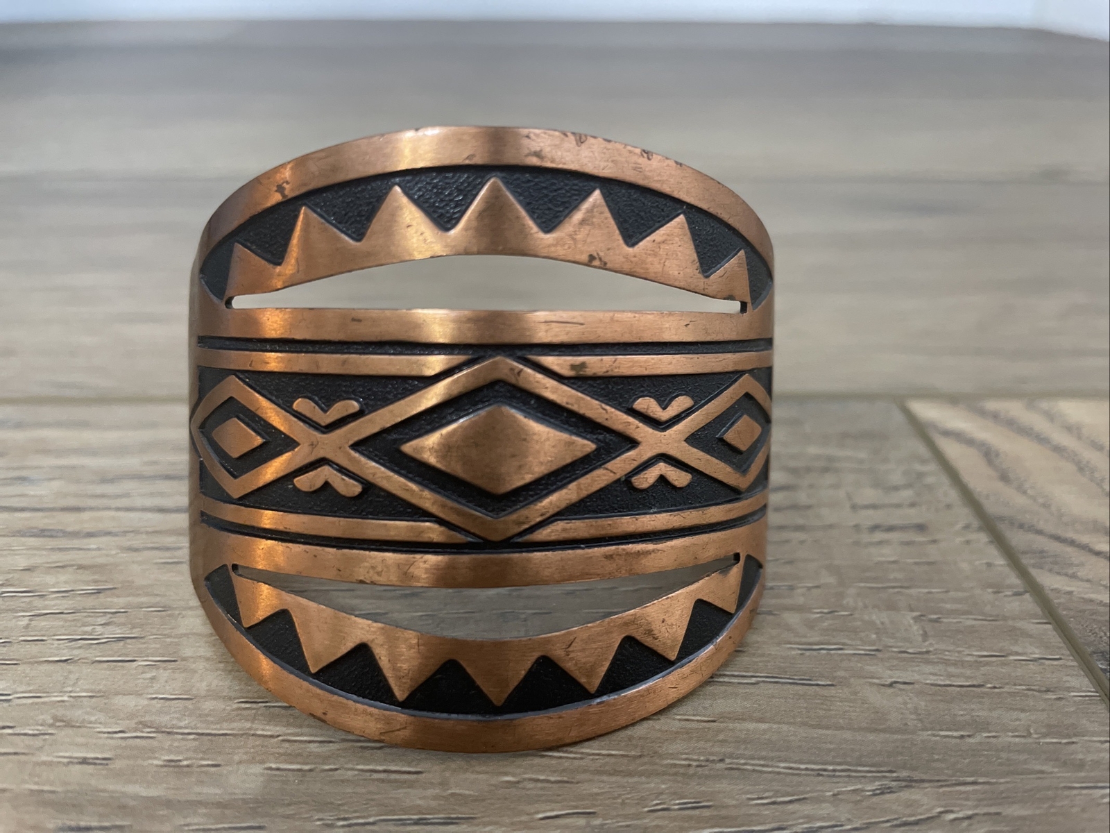 Native American Influence Wide Solid Copper Cuff … - image 1