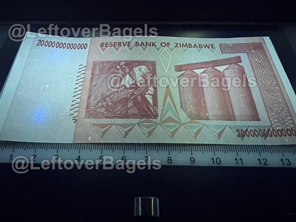 Nota de 20 trilhões de dólares do Zimbábue moeda UNC nota de hiperinflação - Imagem 3 de 4