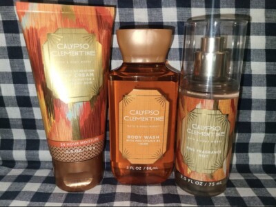 NEW 3 Piece CALYPSO CLEMENTINE Mist Cream Gel TRAVEL Set Bath & Body Works