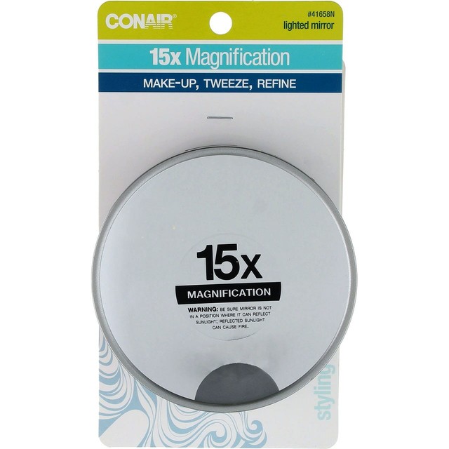 Conair Lighted Suction Cup Mirror, 15x Magnification eBay
