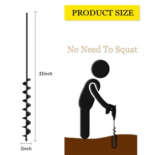 2”x32“ Auger Drill Bit for Planting Garden Drill Auger for Planting Bulbs Eas... - Picture 2 of 5