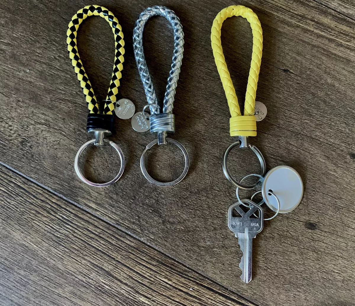 Woven leather best sale keychain