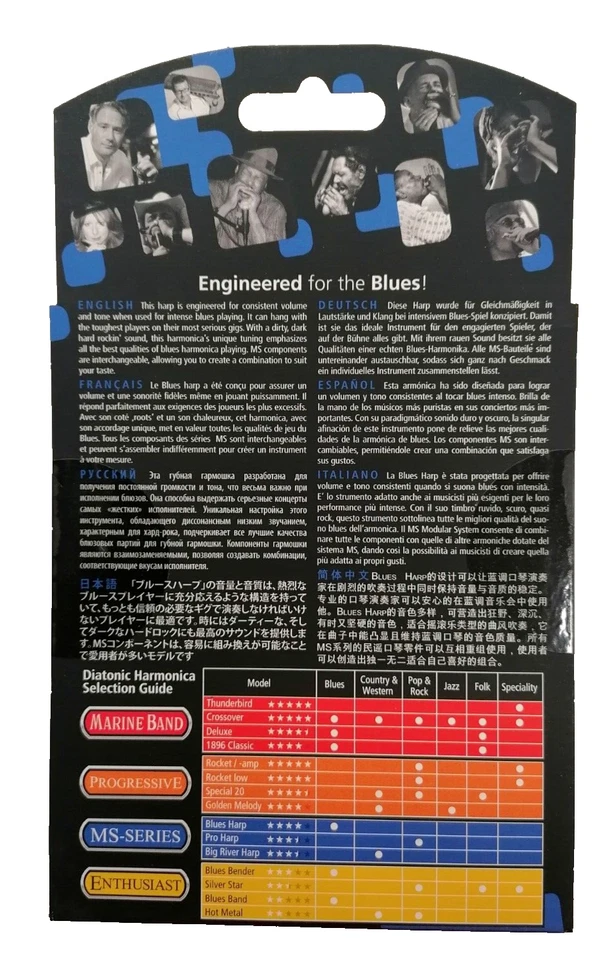 Hohner Armonica Blues Harp D in Re a 20 Voci Diatonica Custodia pettine Legno - Immagine 3 di 4