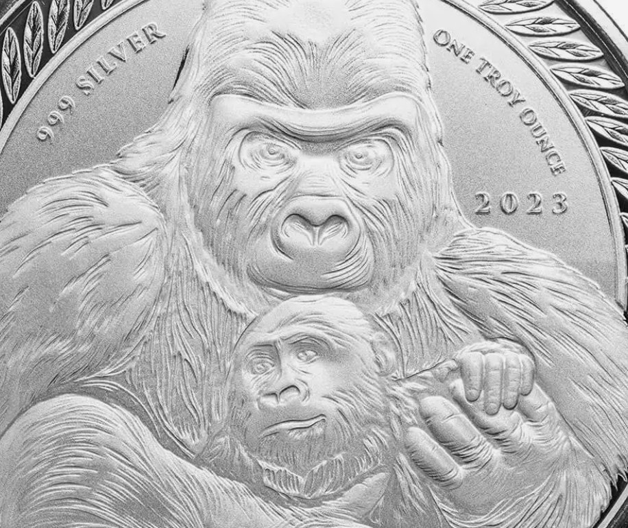 2023 Republic of Congo Silverback Gorilla 1 oz .999 Fine Silver BU