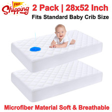 Crib Mattress Protector Pad Baby Toddler Mattress Waterproof 52''x28'', 2 Pack