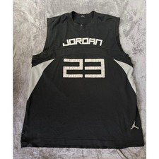 Jordan Brand Mens Basketball Jersey Black Grey Mesh Tank Top 23 Jumpman Logo XL