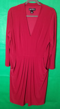 Jones New York Womens Sz 16 Red Long Sleeve Midi Dress Business Retro Party City