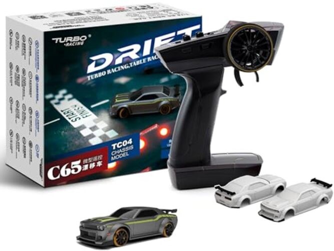 Turbo Racing 1:76 Scale Drift RC Car with Gyro Mini Full Grey