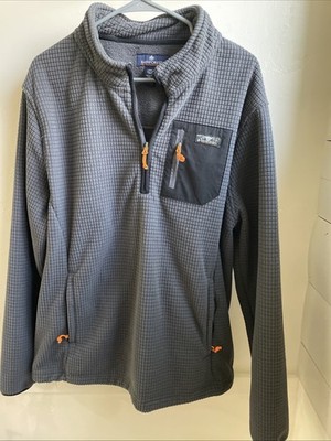 Rainforest Men s Waffle Knit Grid Fleece Quarter Zip Jacket Outdoor Hiking Large