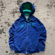 Fire heavyweight cotton vintage Nike blue zip up hoodie