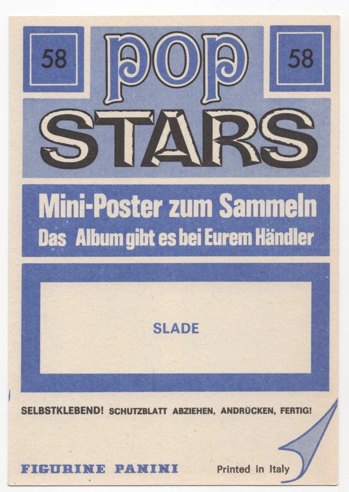 Slade Card Panini Pop Stars Sticker 1975 Mini-Poster #58 Vintage Glam Rock - Image 2 of 2