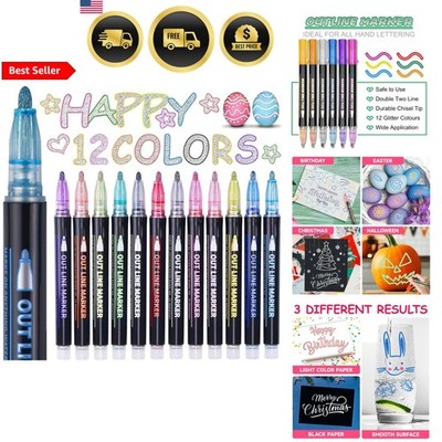 Glitter Markers Set for Kids and Teens Art Supplies 12 Pack Waterproof