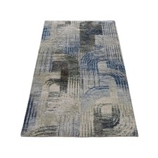 2'x3' Ivory THE INTERTWINED PASSAGE Silk with Textured Wool Hand Knotted Mat Rug