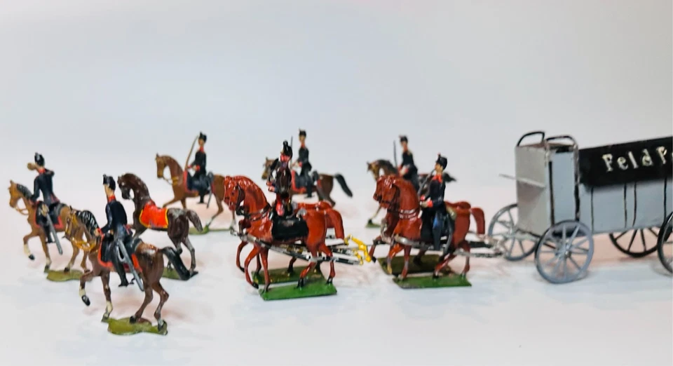 Heyde Germany 40-45mm Feldpost Mail Carriage & Cavalry Escort Set 9 peças, c.1920s - Imagem 2 de 4