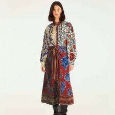 Farm Rio Mixed Navy Winter Lenzing Ecovero Viscose Midi Dress