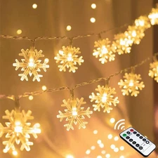 Christmas Snowflake Lights, 20 FT 40 LED Battery Operated String Lights with ...
