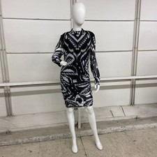 FARM RIO Tulle Midi Dress Size L Pineapple Ikat Black 325382 