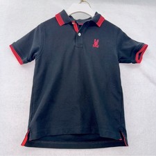 EUC Boys Psycho Bunny Polo Short Medium size 10/12 Black and Hot Pink