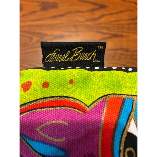 Laurel Burch Cosmetic or Clutch Bag Cat Bright Neon Zipper - Picture 3 of 7