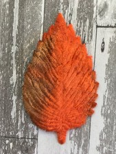 Antique Vintage Millinery Velveteen Leaves Textured Orange Brown - Set of 12