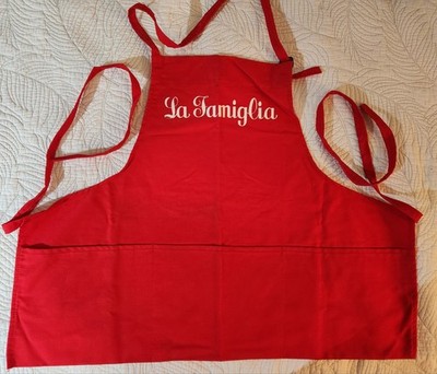 La Famiglia Restaurant Miami Florida 4 Pocket Bib Apron Never Worn Red One Size
