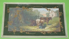 CHROMO 1900-1920 A LA CAMPAGNE LA TRAITE DES VACHES