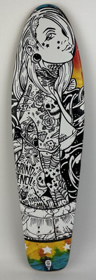 Penny Style Wood Cruiser Skateboard Deck / Griptape Grind Tattoo Girl 23'' x 6''