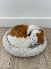 Realistic Breathing Sleeping Ginger White Cat Plush Toy Animated Pet Soft Bed
