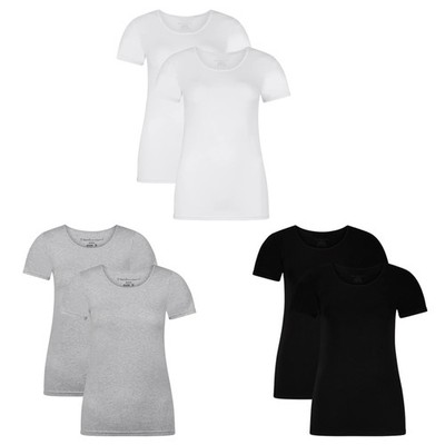 Bamboo Basics Women's T-Shirt KATE, 2 Pack - Undershirt, Round Neck, Single Jers...