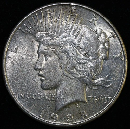1928-S Peace Dollar  90% Silver $1 U.S Coin AU #P1