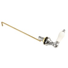 KTPLS1 Victorian Toilet Tank Lever, Porcelain Handle, Polished Chrome