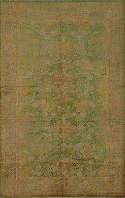 Turkish Green Oushak Area Rug 6x8 Timeless Design Artisan Crafted Handmade Rug