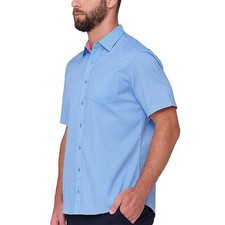 Nick Graham Performance Blue Stretch Sport Short Sleeve Woven Shirt Size Small