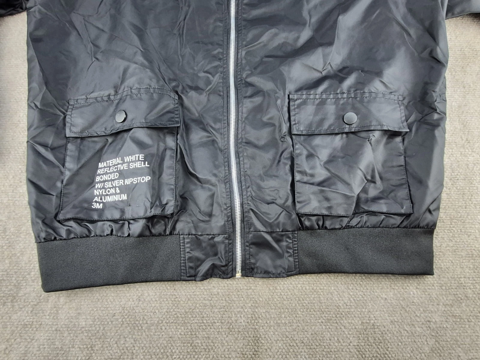 ASSTSERIES NASA Bomber Jacket Men Sz XL Black Flight Jacket Space Logo Polyester - product detail image 6