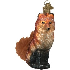 Old World Christmas Glass Blown Ornament, Vintage Fox With OWC Gift Box 