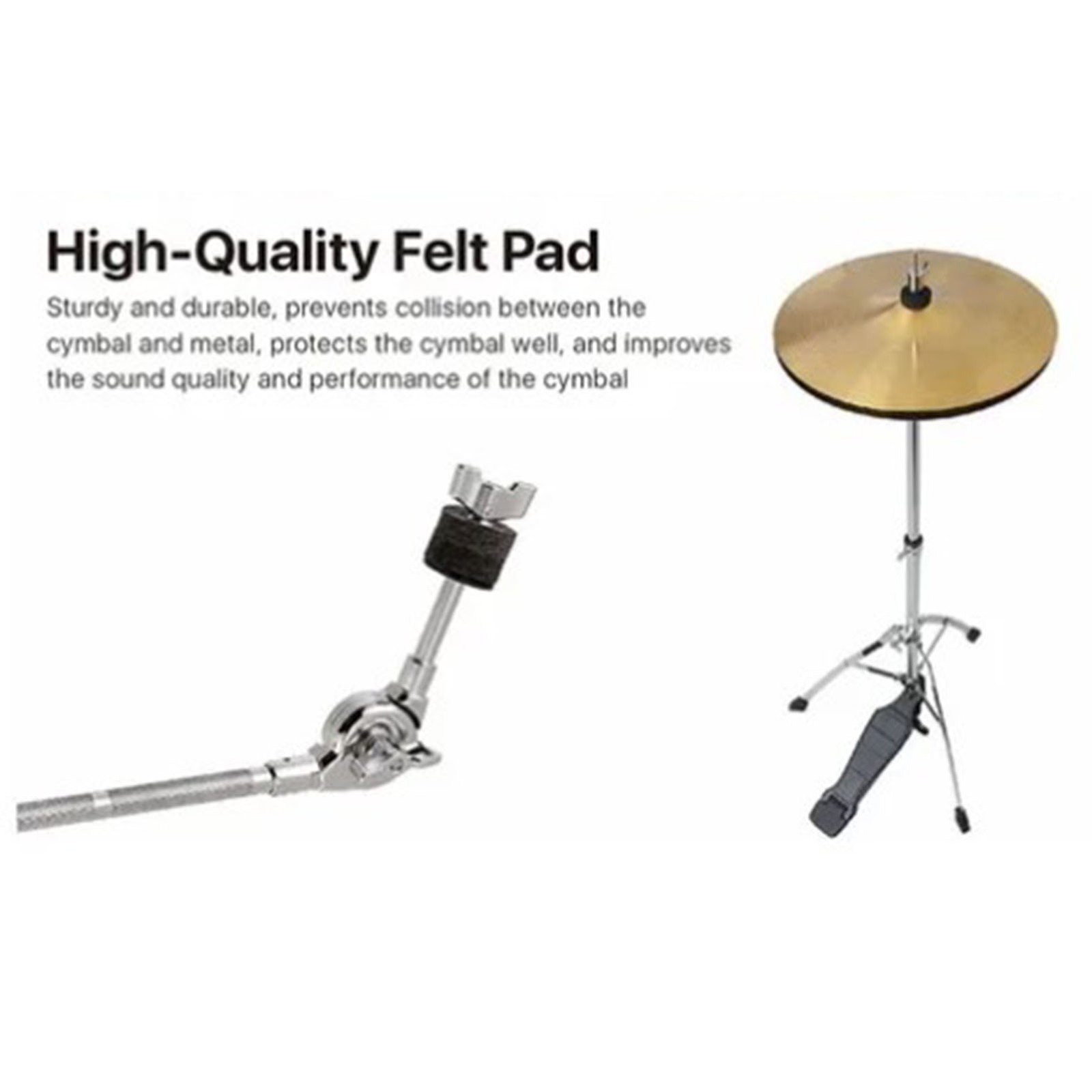 21Pcs Drum Felt Pad Kit Cymbal Stand Felts Non Slip Replacement Accessories BLW