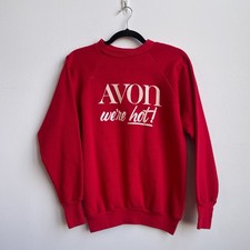Vintage 80s Avon We're Hot Makeup Raglan Sleeve Sweatshirt Crewneck Size S Tag M