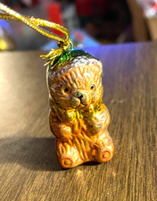 Ceramic Teddy Bear Multicolor Christmas Ornament 1 1/2"