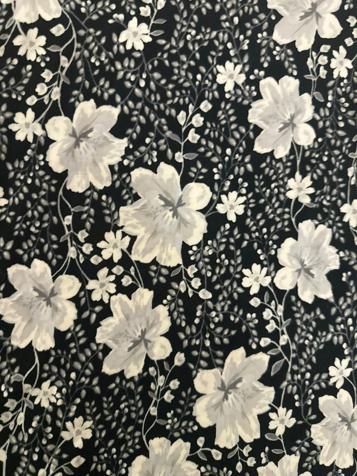 Vestido Old Navy Floral Manga Larga Línea A L Negro/Blanco Cottage Core Todo Foto 3 de 4